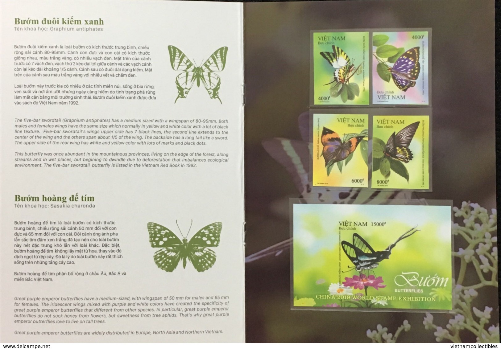 Viet Nam Vietnam Leaflet 2019 With Full Set Of Butterfly MNH Perf, Imperf & Specimen Stamps & Souvenir Sheet / 04 Photo - Vietnam