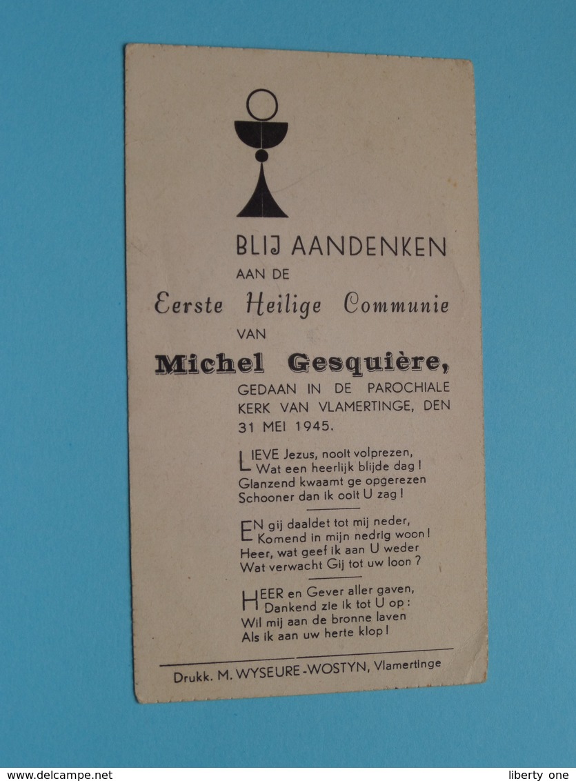 Michel GESQUIèRE I/d Kerk Van VLAMERTINGE Op 31 Mei 1945 ( Zie / Voir Photo ) ! - Communion