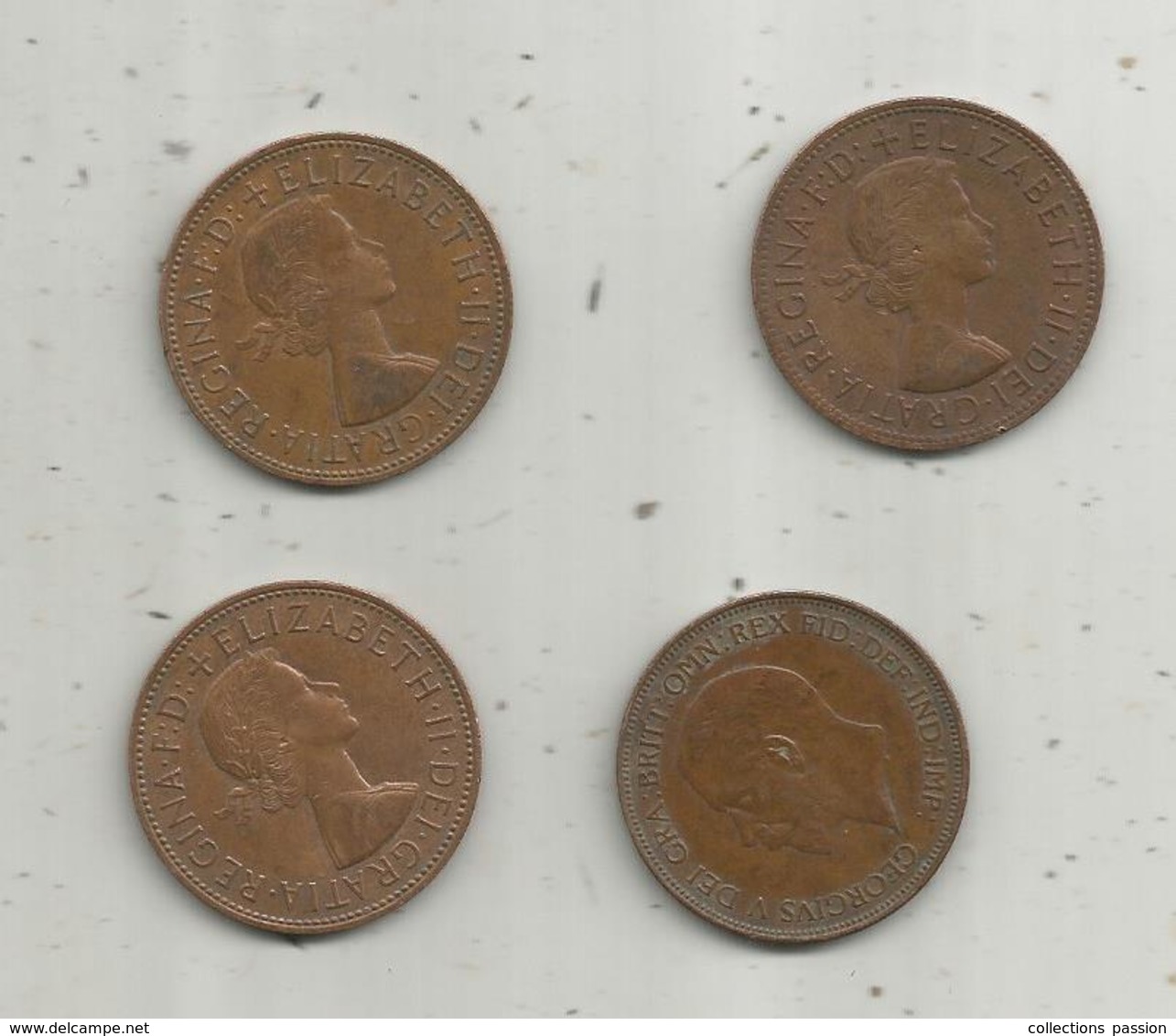 Monnaie , Grande Bretagne , One ,1 Penny , 1936 , 1963,1966 (2),  2 Scans, LOT DE 4 MONNAIES - Other & Unclassified