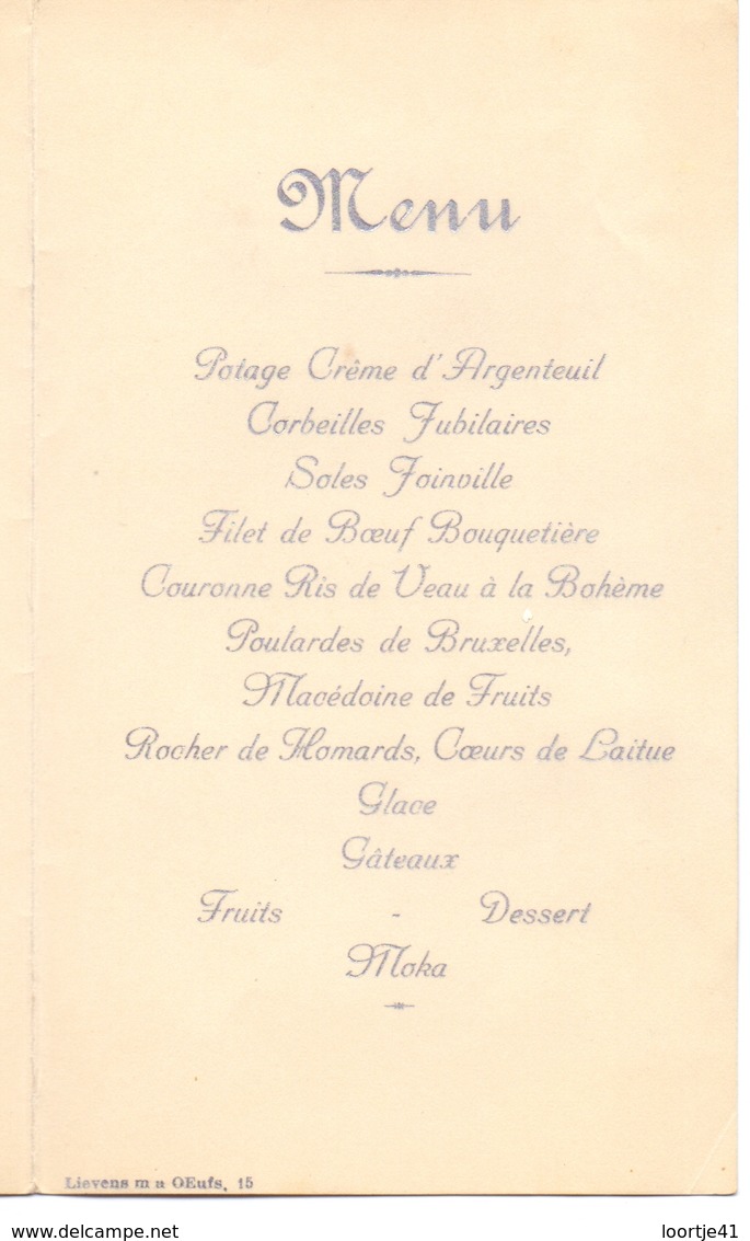 Menu - Jubileum Jubilé Huwelijk Mariage 1900 - 1925 - Menus