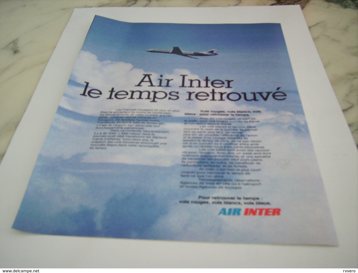 ANCIENNE PUBLICITE LE TEMPS RETROUVE LIGNE AERIENNE AIR INTER 1977 - Advertisements