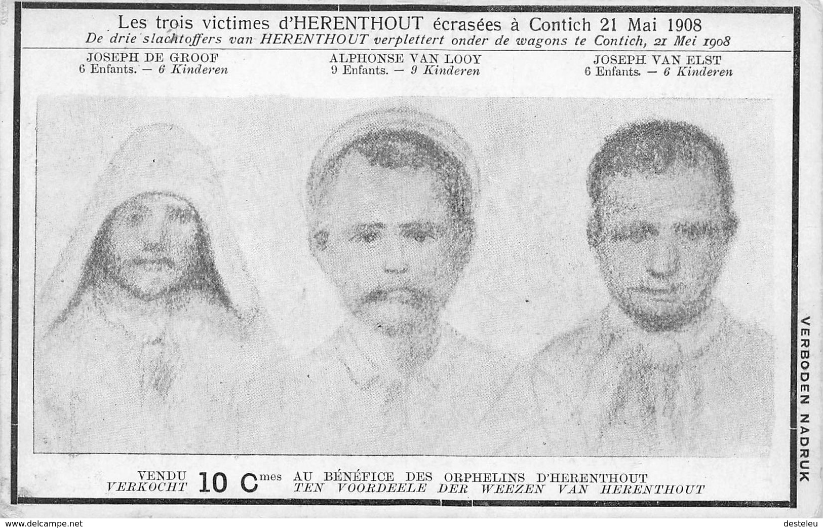 Les Trois Victimes D'Herenthout écrasées à Contich Kontich 1908 - HERENTHOUT - Herenthout