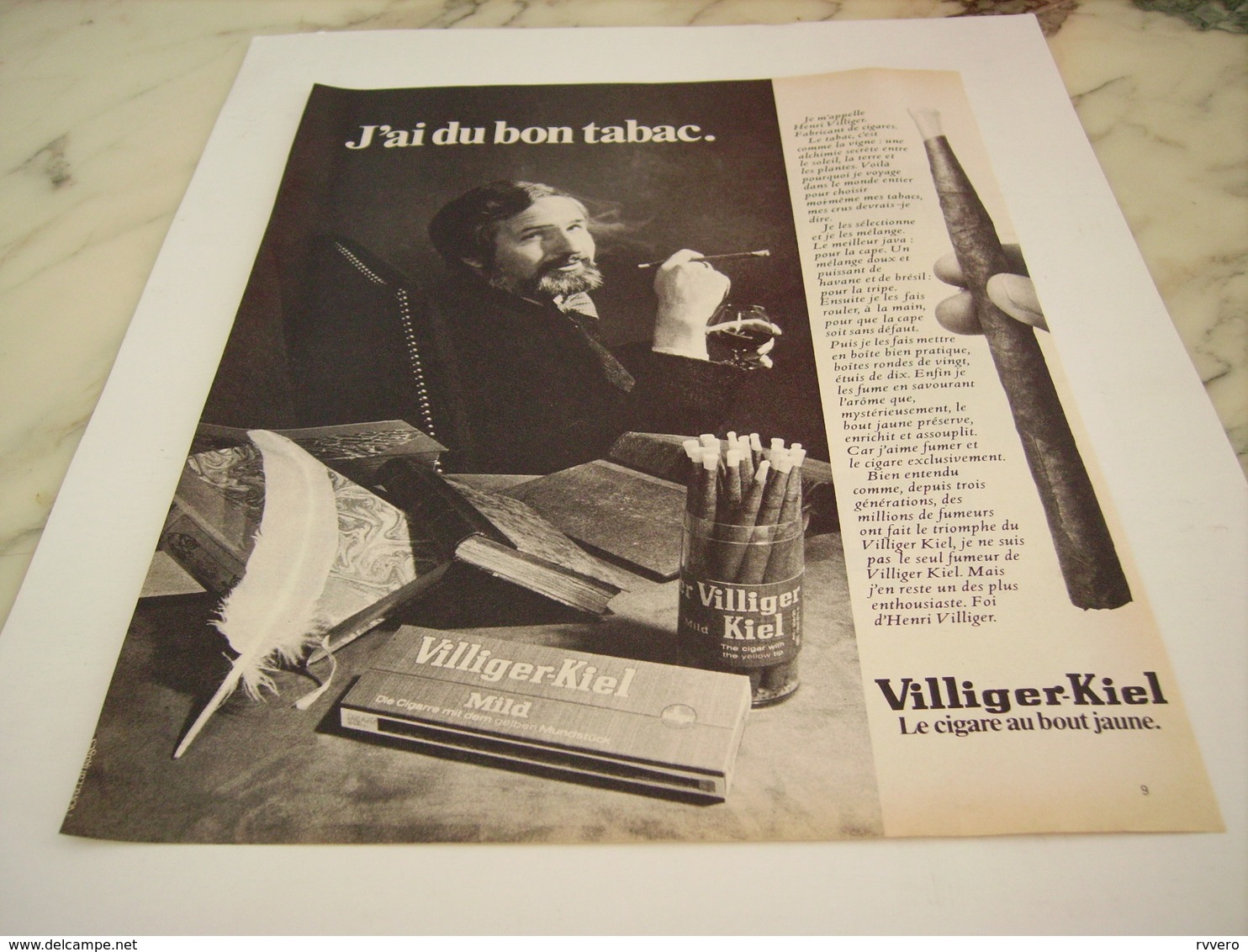 ANCIENNE PUBLICITE LE CIGARE AU BOUT JAUNE VILLIGER-KIEL  1977 - Autres & Non Classés