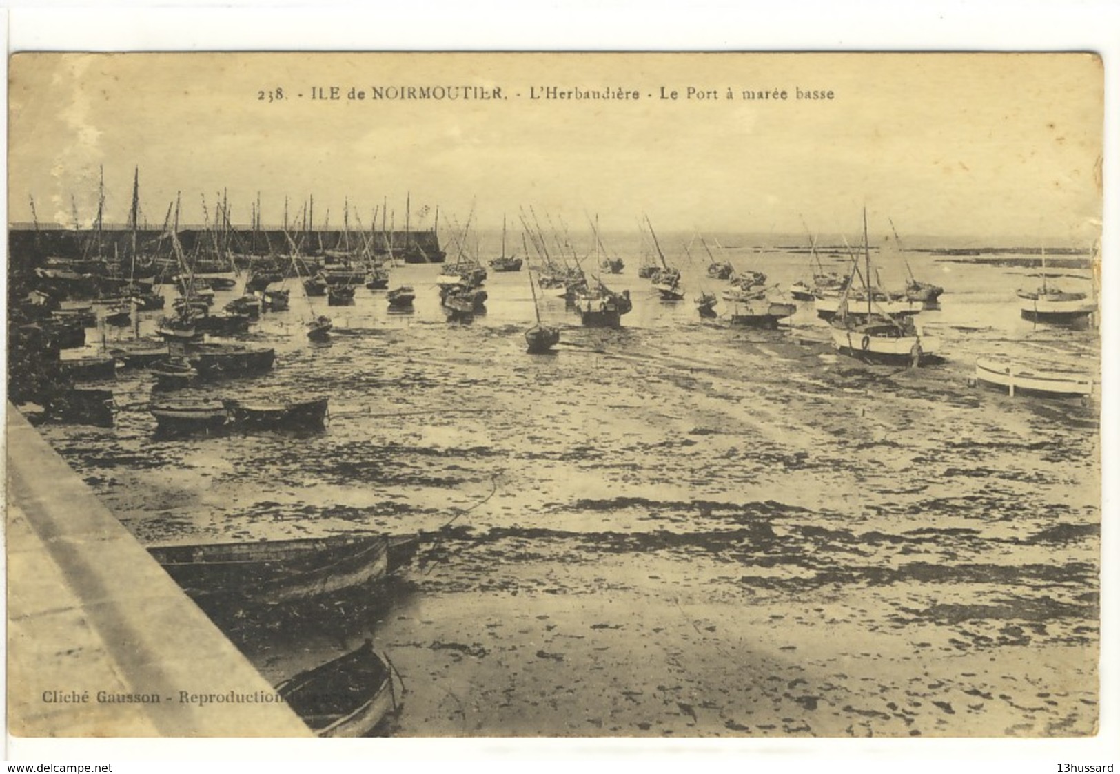 Carte Postale Ancienne Ile De Noirmoutier - L'Herbaudière. Le Port à Marée Basse - Noirmoutier