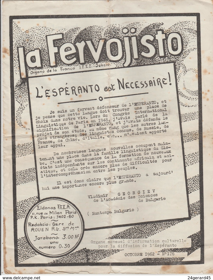 10 REVUES "LA FERVOJISTO" BULLETIN ESPERANTO ASSOCIATION FRANCAISE CHEMINOTS - N° 119,172, 173,176, 181, 183 à 185, 193 - Revues & Journaux