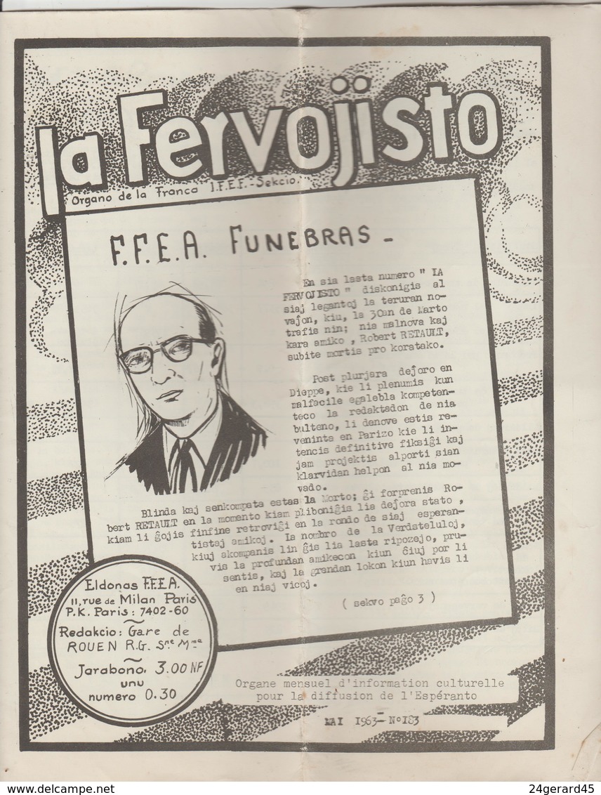 10 REVUES "LA FERVOJISTO" BULLETIN ESPERANTO ASSOCIATION FRANCAISE CHEMINOTS - N° 119,172, 173,176, 181, 183 à 185, 193