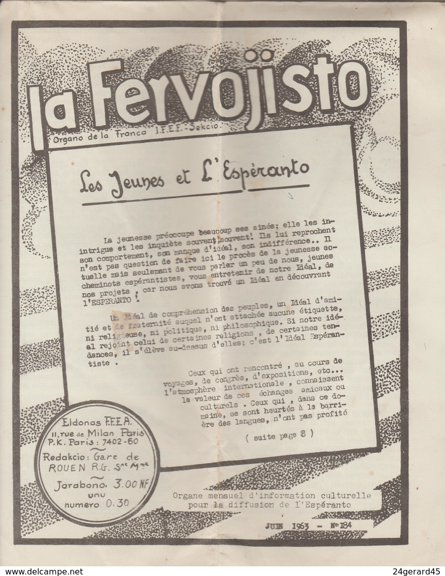 10 REVUES "LA FERVOJISTO" BULLETIN ESPERANTO ASSOCIATION FRANCAISE CHEMINOTS - N° 119,172, 173,176, 181, 183 à 185, 193