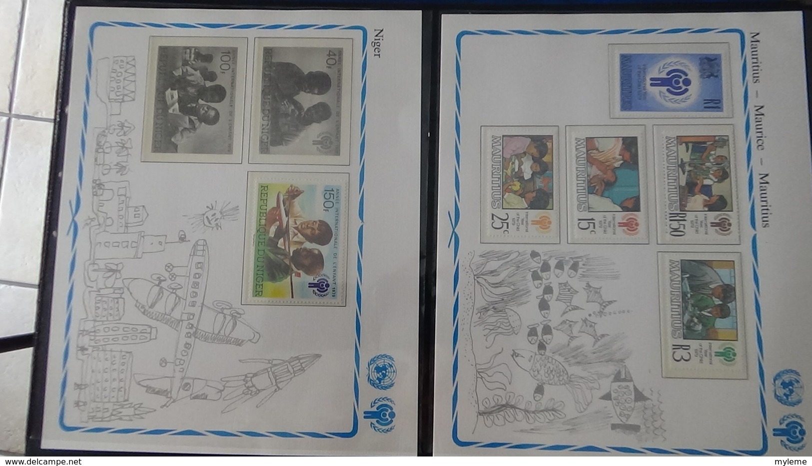 Très beau classeur UNICEF/NATIONS UNIES   avec timbres et blocs ** sur le thème de l'enfant. A saisir !!!