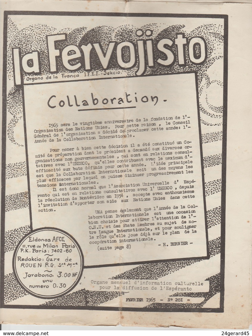 10 REVUES "LA FERVOJISTO" BULLETIN ESPERANTO ASSOS. FRANCAISE CHEMINOTS - N° 196,197,201,2,205,6,210,1,220 + N° HEROLDO - Revues & Journaux