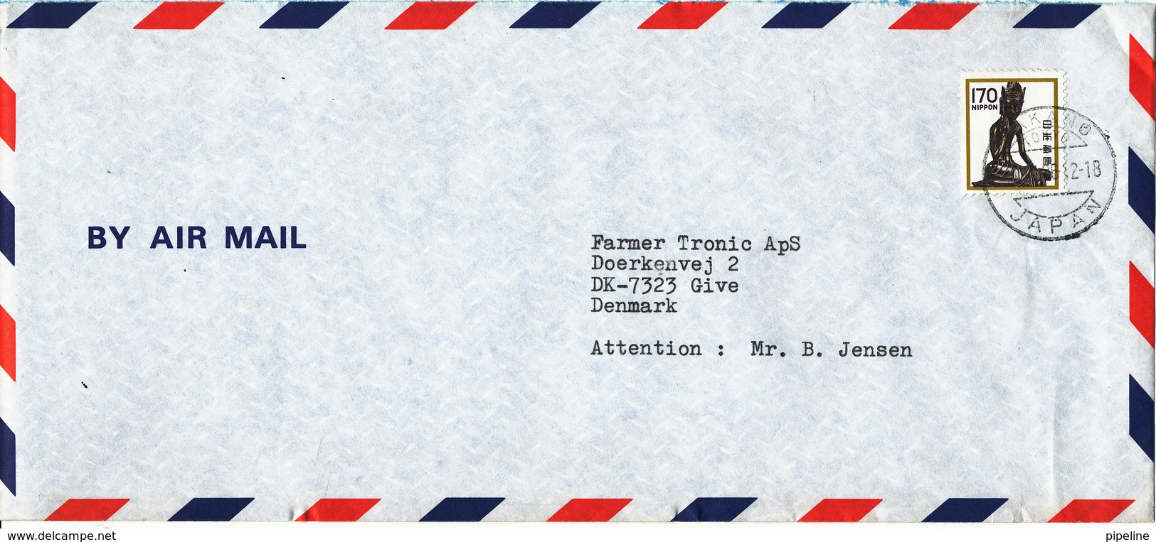 Japan Air Mail Cover Sent To Denmark Single Franked - Airmail