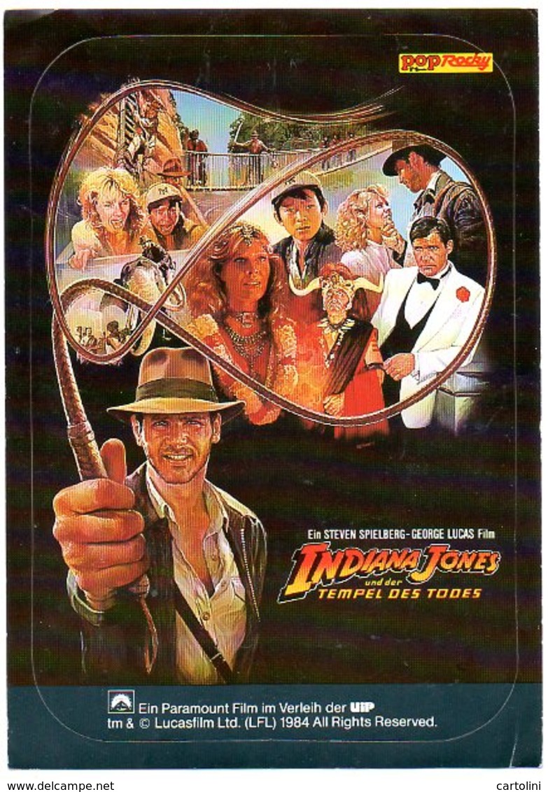 Autocollant Sticker  Paramount Film D Indiana Jones Spielberg Tempel Des Todes    Cinema Reclame - Autocollants