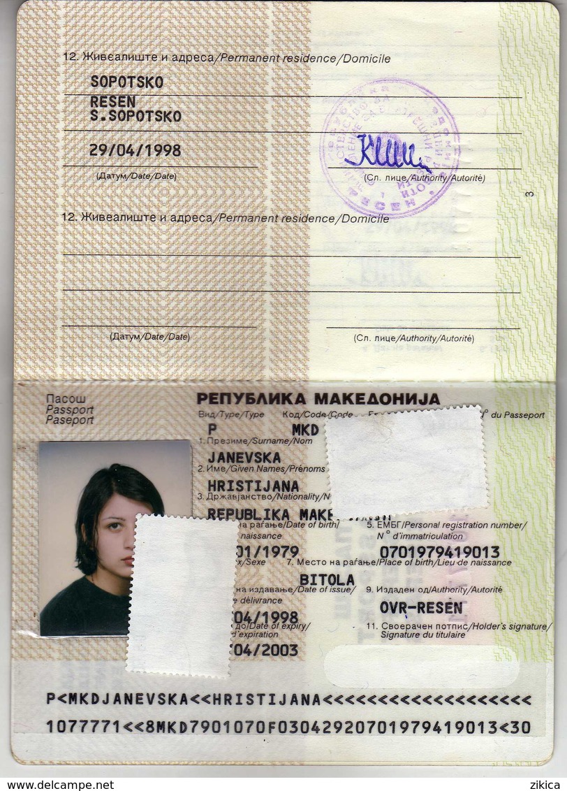 Passeport,passport, Pasaporte, Reisepass,Republic Of Macedonia,girl - Documents Historiques