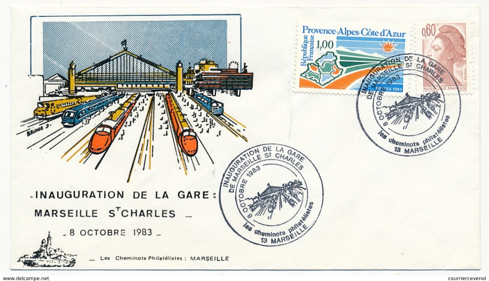 FRANCE - Enveloppe Avec Cachet "Inauguration De La Gare De Marseille St Charles" 8 Oct 1983 - Eisenbahnen