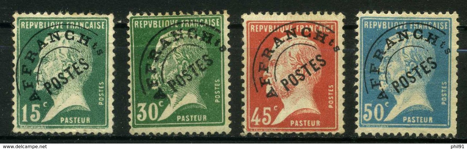 FRANCE   Préoblitéré  Type Semeuse Pasteur       N° Y&T  PREO65 à PREO68  (o) - 1893-1947