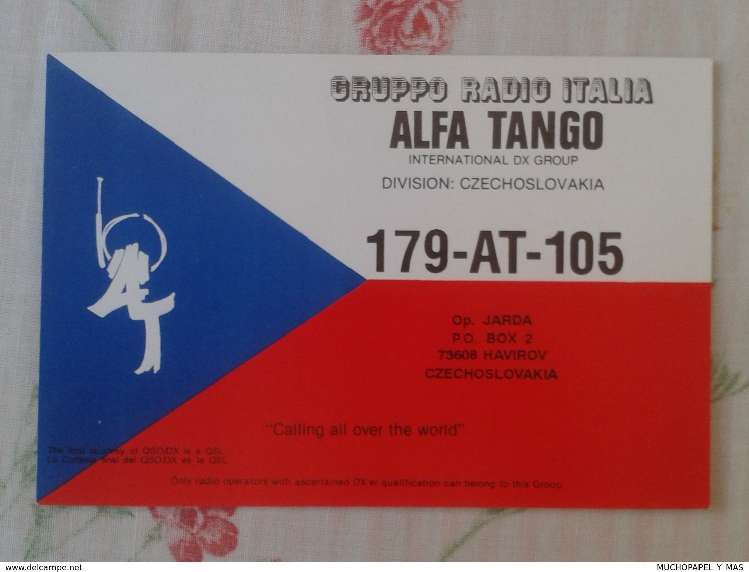 POSTAL POST CARD QSL RADIOAFICIONADOS RADIO AMATEUR GRUPPO ALFA TANGO ITALIA CZECHOSLOVAKIA CHECOSLOVAQUIA HAVIROV VER F - Otros & Sin Clasificación