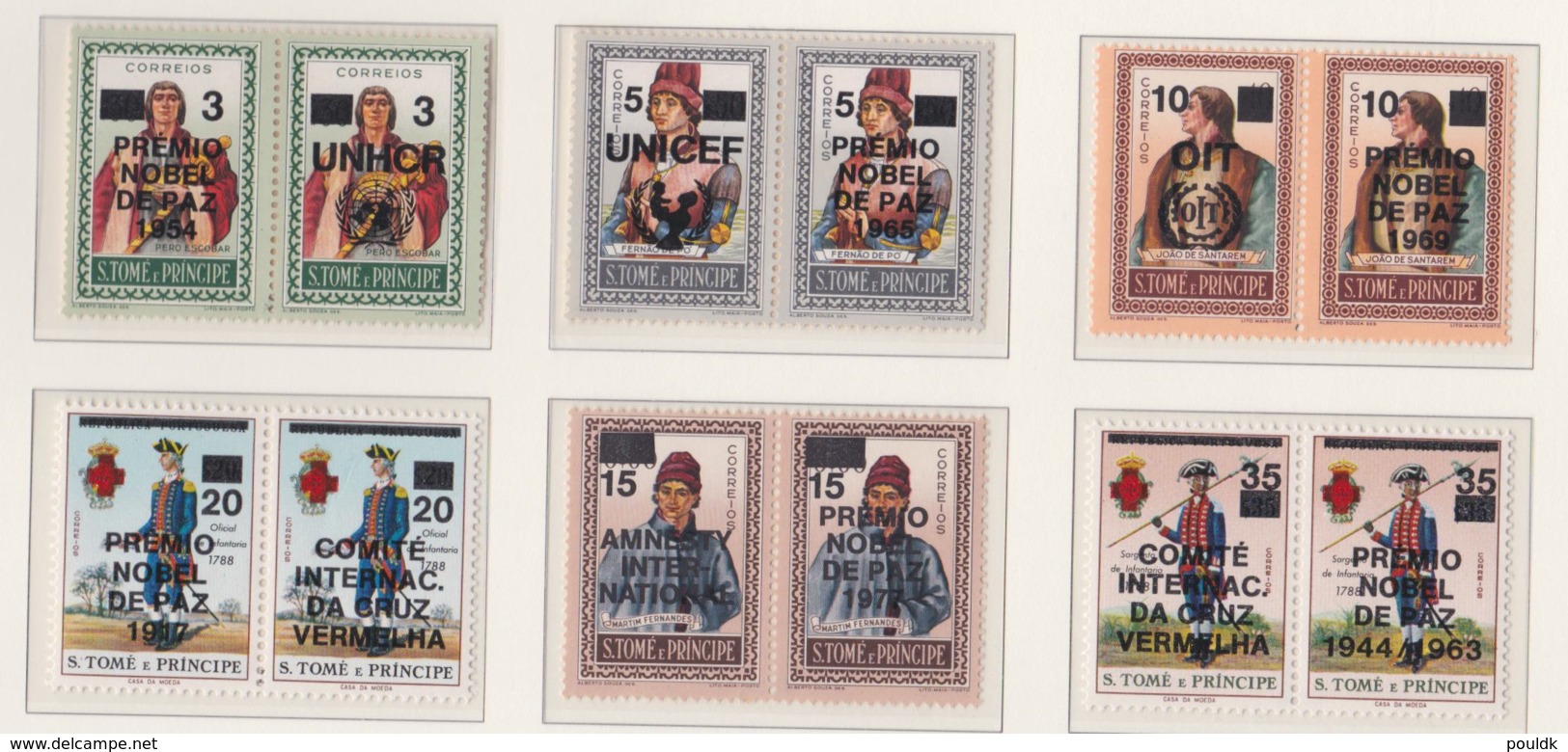 St. Thomas & Prince Islands 1978 Overprinted Nobel Prize 6 Set Of A Pair Of Stamps  MNH/** (H57) - Premio Nobel