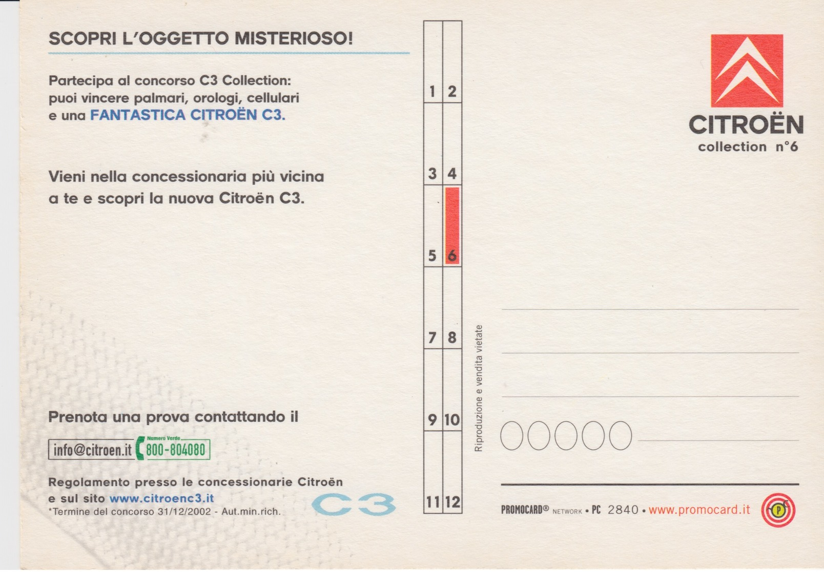 PUBBLICITA' ADVERTISING CARTOLINA PROMOCARD "CITROEN" - N° 2840 - Pubblicitari