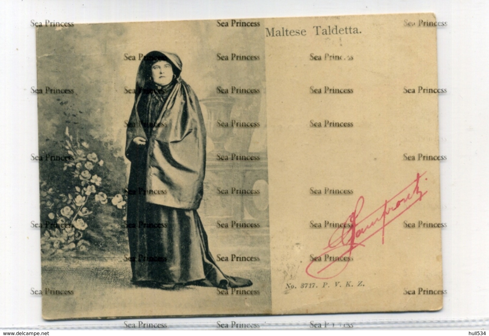 Malta 1900s Court Size Postcard Stamp Removed Maltese Taldetta No.3717 PVKZ - Malta