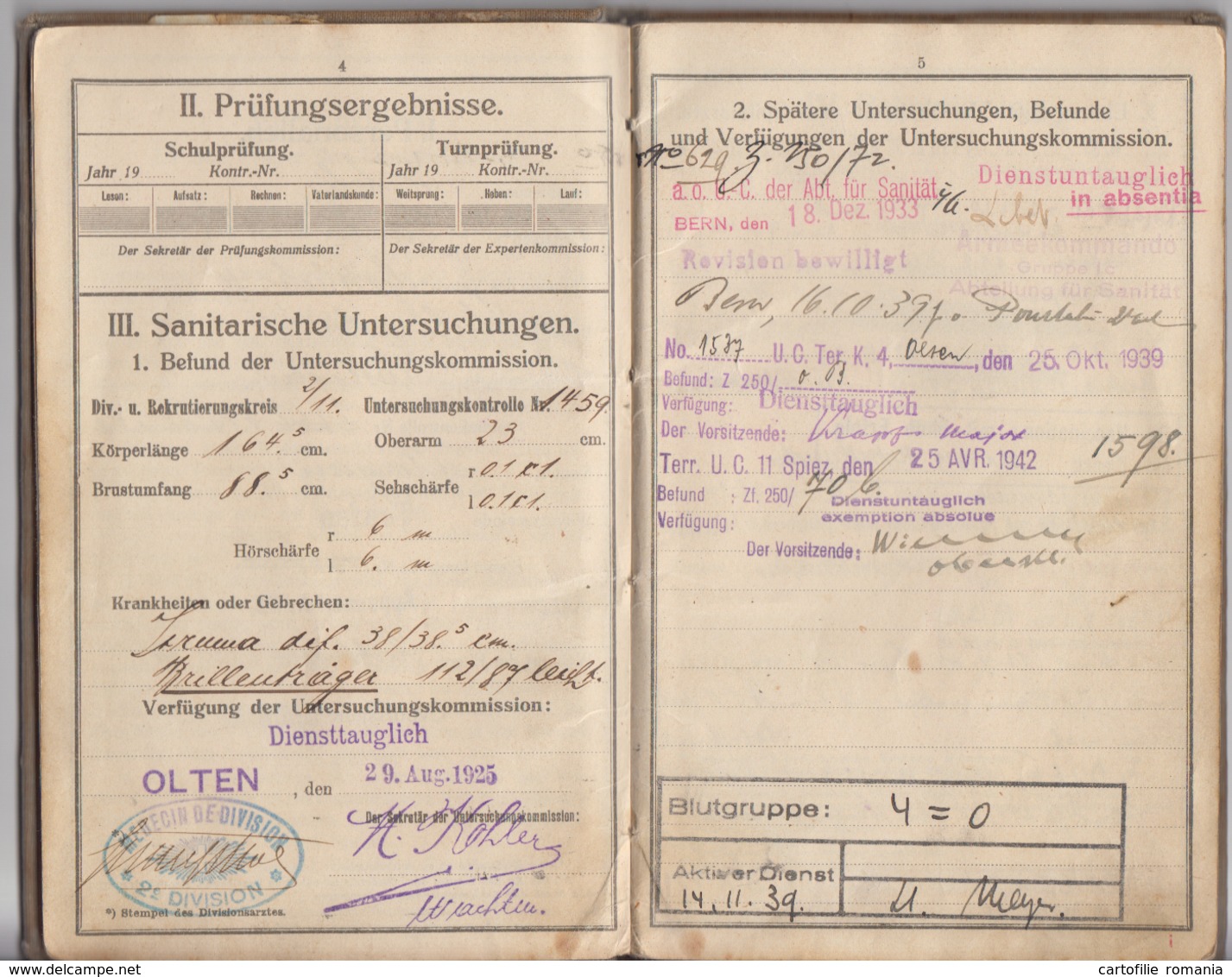 Switzerland - Schweizerische Eidgenossenschaft - Dienstbuchlein - Teufen Appenzell - Wehrli Paul - WW2 WK2 - 55 Pages - 5. World Wars