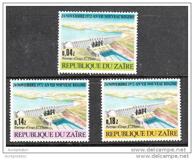 A1114 ZAIRE 1973, SG811-3, Inga Dam MNH - Unused Stamps