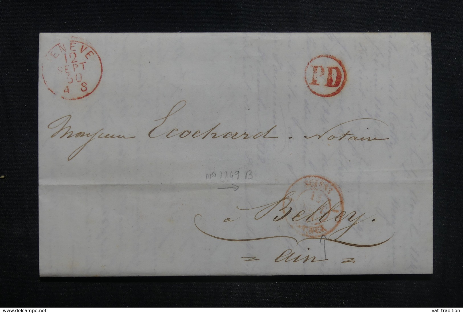 FRANCE - Cachet D'entrée " SUISSE / FERNEX " Sur Lettre De Genève Pour Belley En 1850 - L 38589 - Marques D'entrées