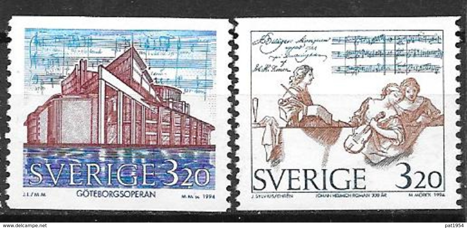 Suède 1994 N°1825/1826 Neufs Musique Et Opéra - Unused Stamps