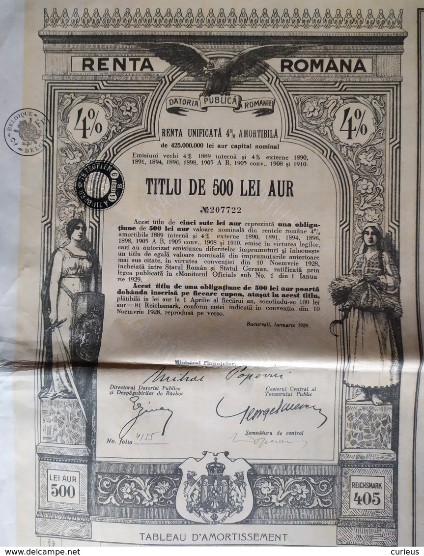 RENTA ROMANA * 1929 * DATORIA PUBLICA ROMANIE * SCANS - Otros & Sin Clasificación
