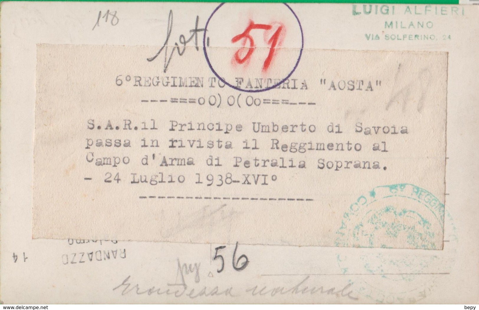 Fanteria Aosta. Umbrto Di Savoia. Petralia Soprana. Palermo. Fascio. Fascista. Fascismo. Natale. 118 - Guerra 1939-45