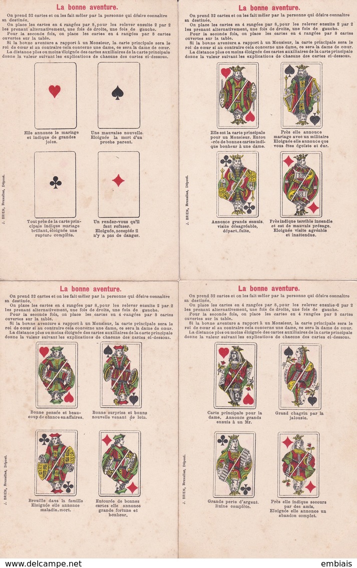 Cartomancie -.La Bonne Aventure- 8 CPA - Jeu Complet De Cartes Représentant Les 32 Cartes à Jouer Avec Légendres. - Astrologie