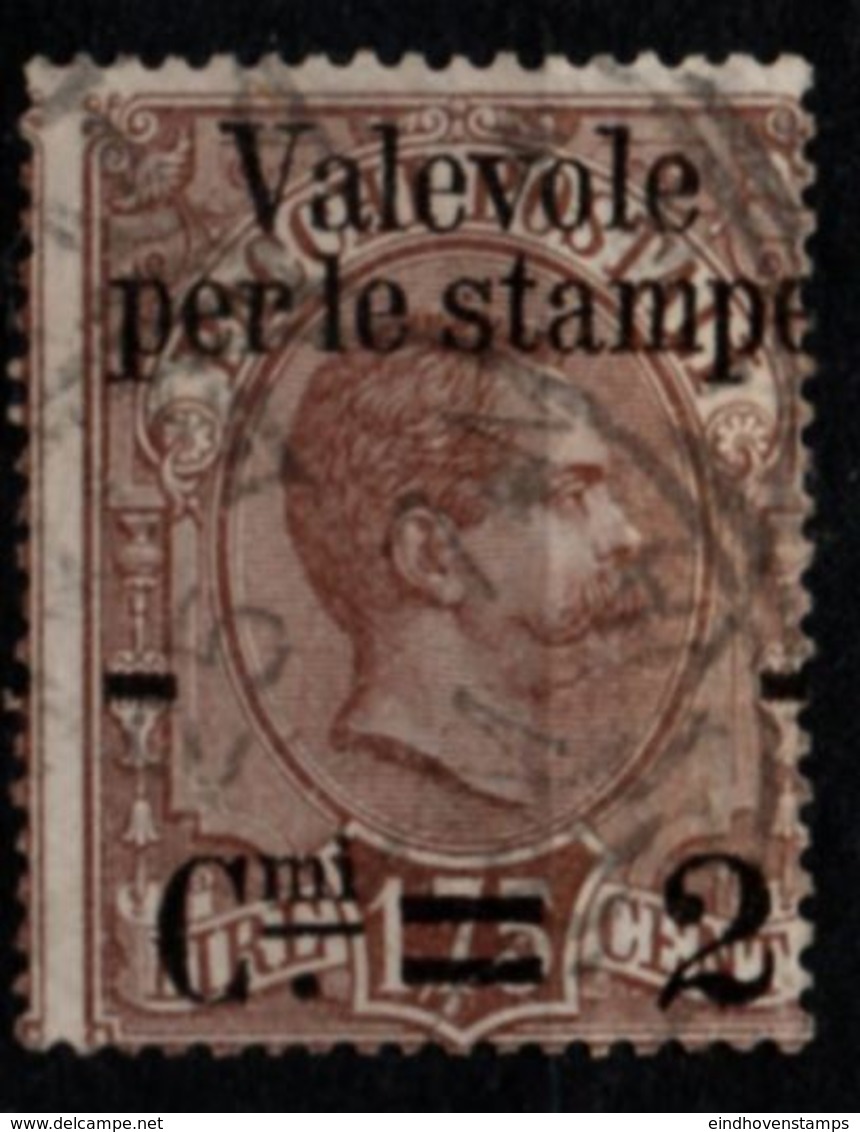 Italy, 1890 2 C Overprint On 1L75c Parcel Stamp Cancelled - Oblitérés