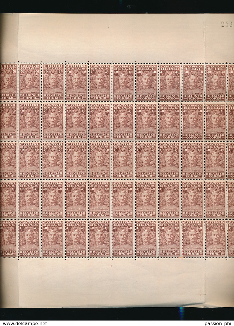 BELGIAN CONGO STANLEY COMPLETE SHEET 40C MNH - Fogli Completi