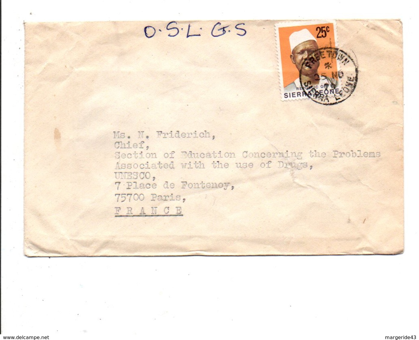 SIERRA LEONE LETTRE POUR LA FRANCE 1979 - Sierra Leone (1961-...)