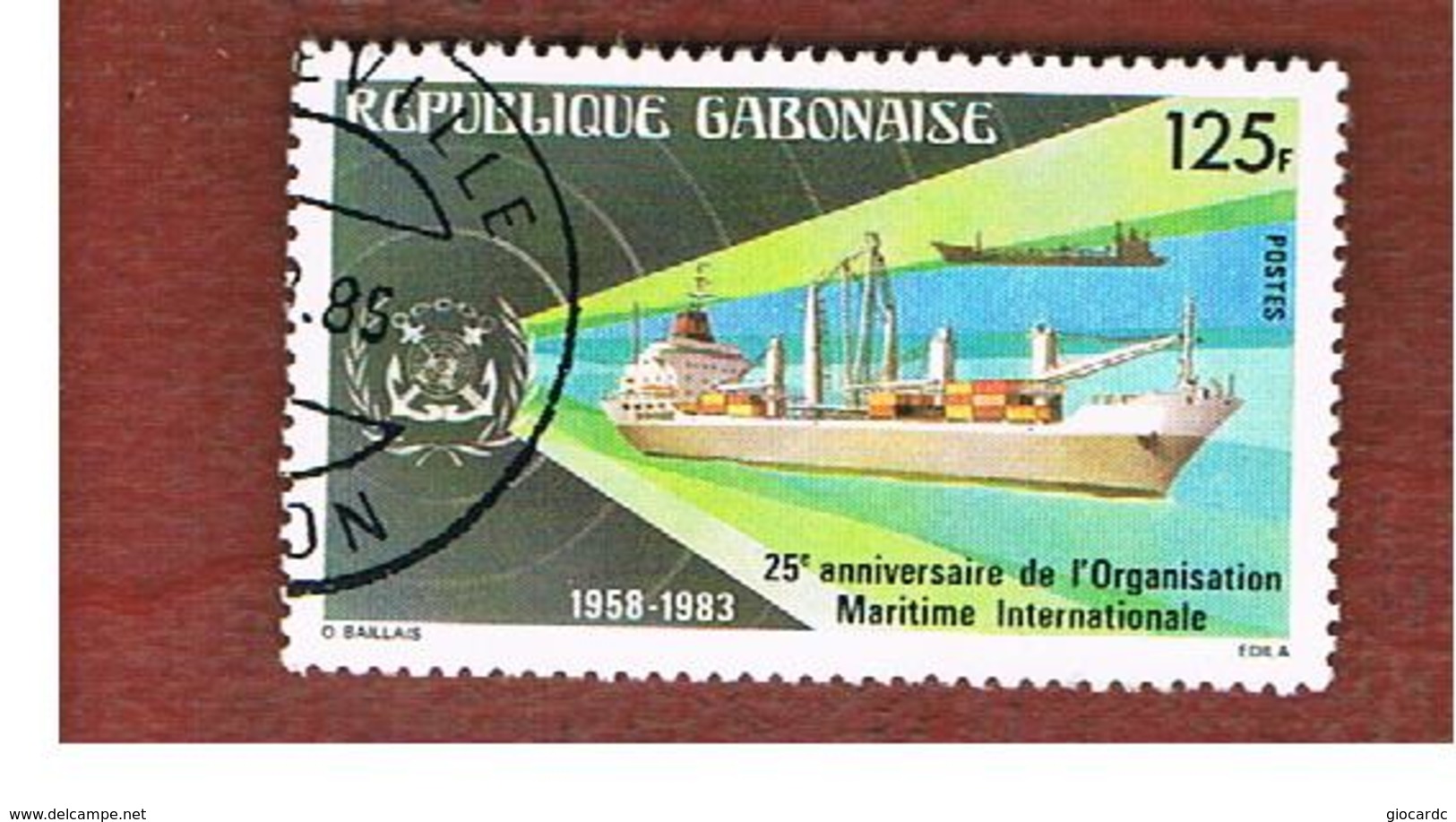 GABON -  SG 848  -  1983 I.M.O.: CONTAINER SHIP  - USED ° - Gabon (1960-...)