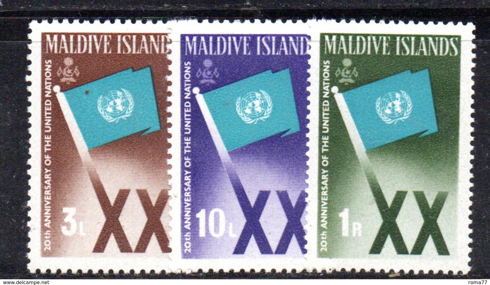 APR1478 - MALDIVE 1965 , Serie  Yvert N. 164/166  ***  MNH  (2380A) . Onu - Maldive (...-1965)