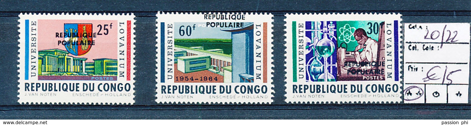 CONGO KINSHASA LOCAL OVERPRINT OF STANLEYVILLE COB 20/22 MNH - Katanga