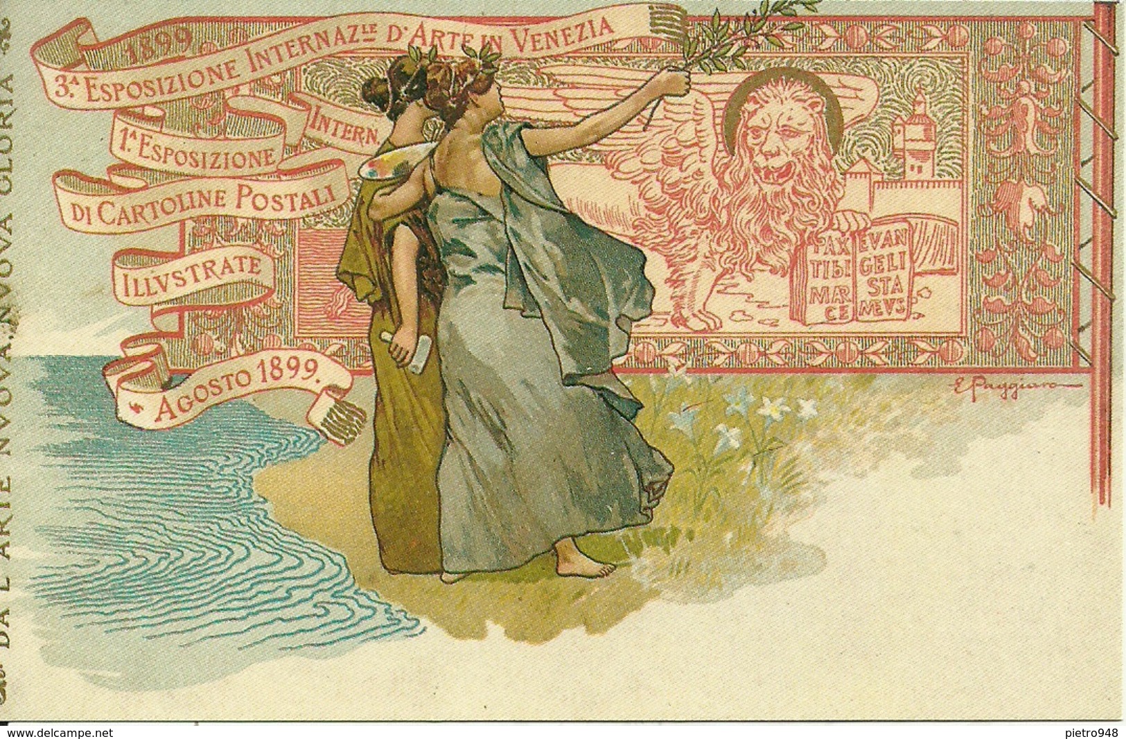 3^ Esposizione Internaz. Arte Venezia 1899, Riproduzione C09, Reproduction, Illustrazione, E. Paggiaro Illustratore - Esposizioni