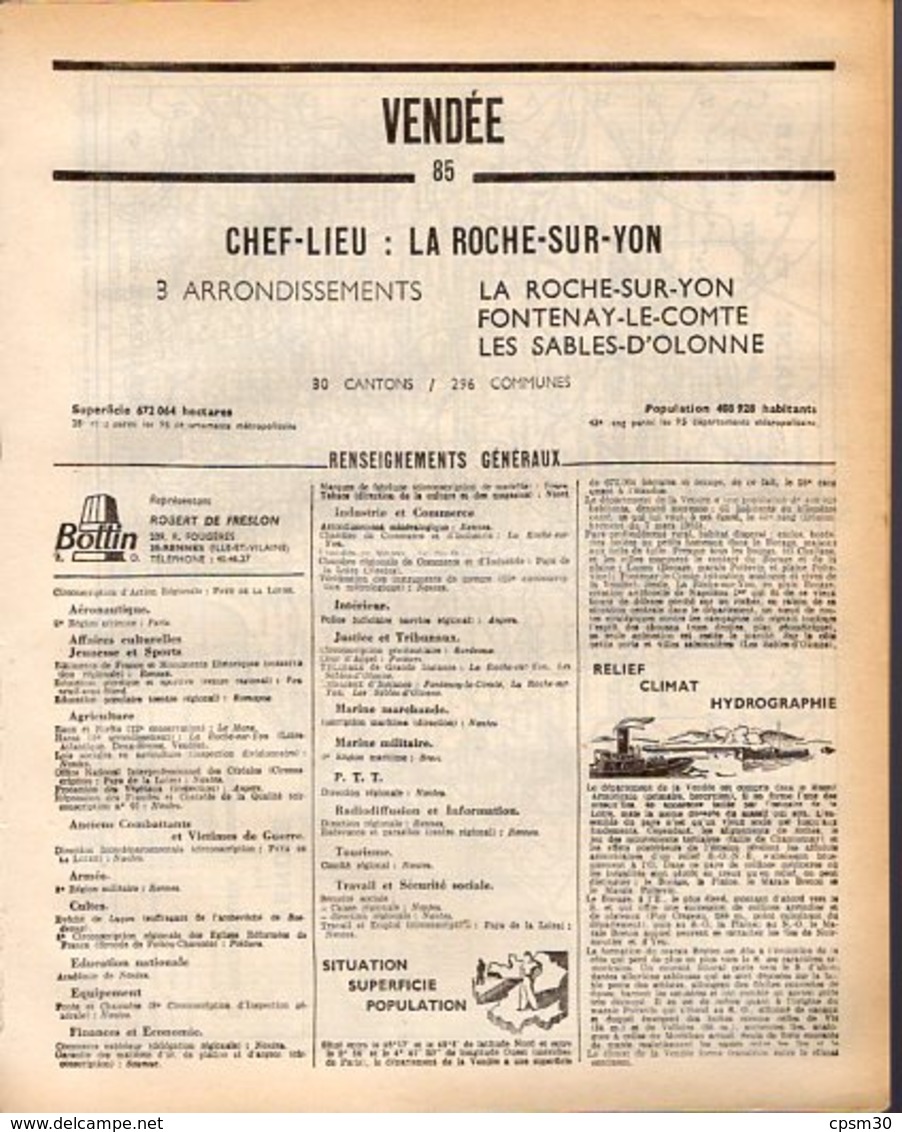 ANNUAIRE - 85 - Département Vendée - Année 1968 - édition Didot-Bottin - 100 Pages - Annuaires Téléphoniques