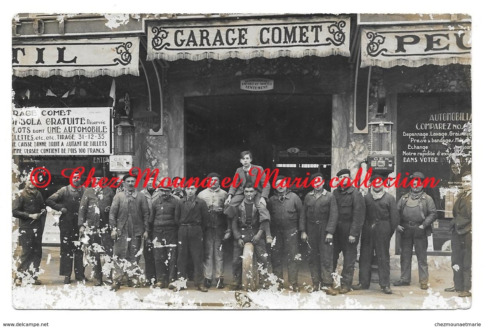 SAINT GAUDENS GARAGE AUTOMOBILE COMET - PEUGEOT - POMPE GEX ASTER PARIS - CARTE PHOTO  HAUTE GARONNE - Negozi