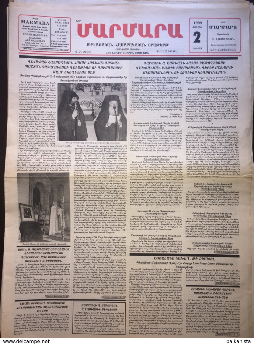 Nor Marmara 2 July 1999 [Armenian Newspaper; Istanbul; Turkey] - Altri & Non Classificati