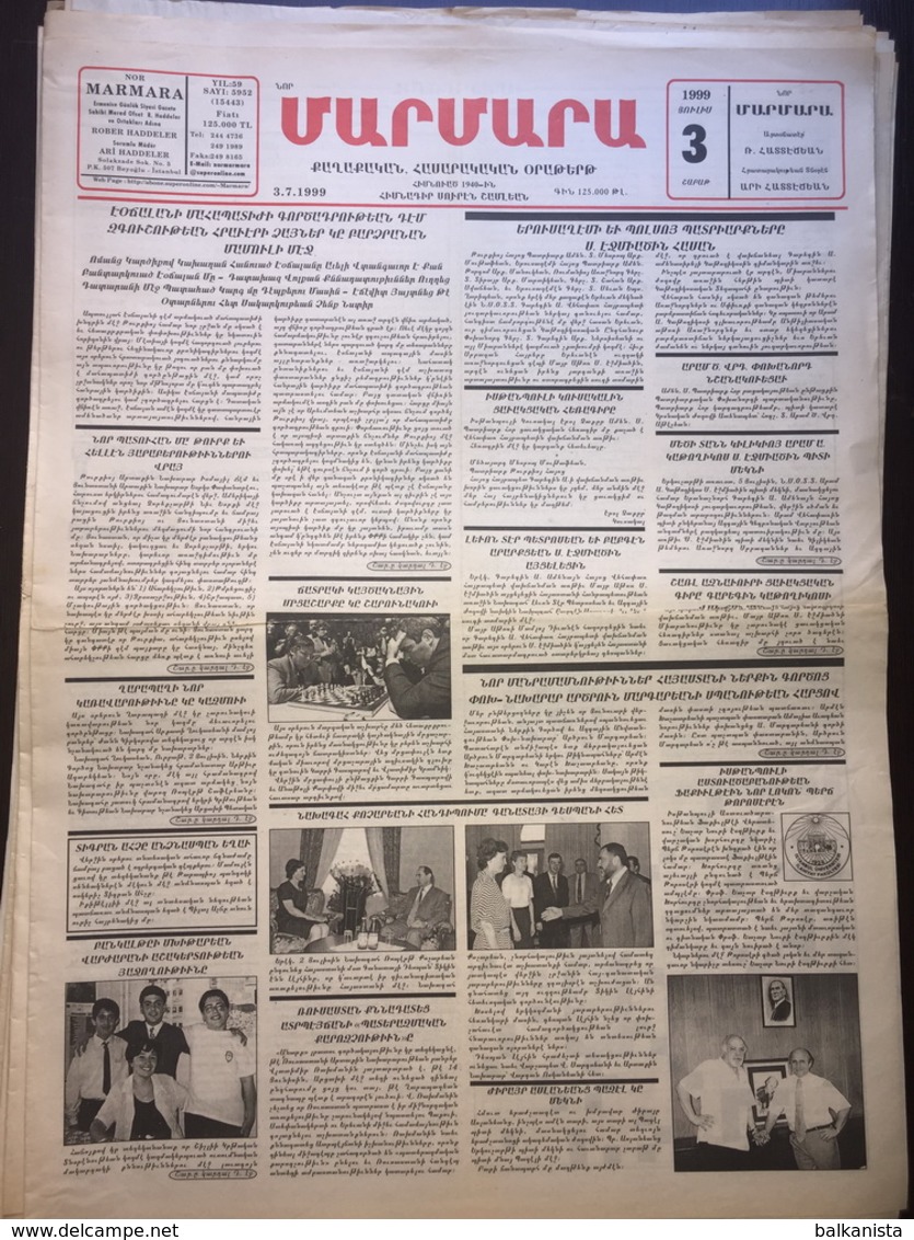 Nor Marmara 3 July 1999 [Armenian Newspaper; Istanbul; Turkey] - Andere & Zonder Classificatie