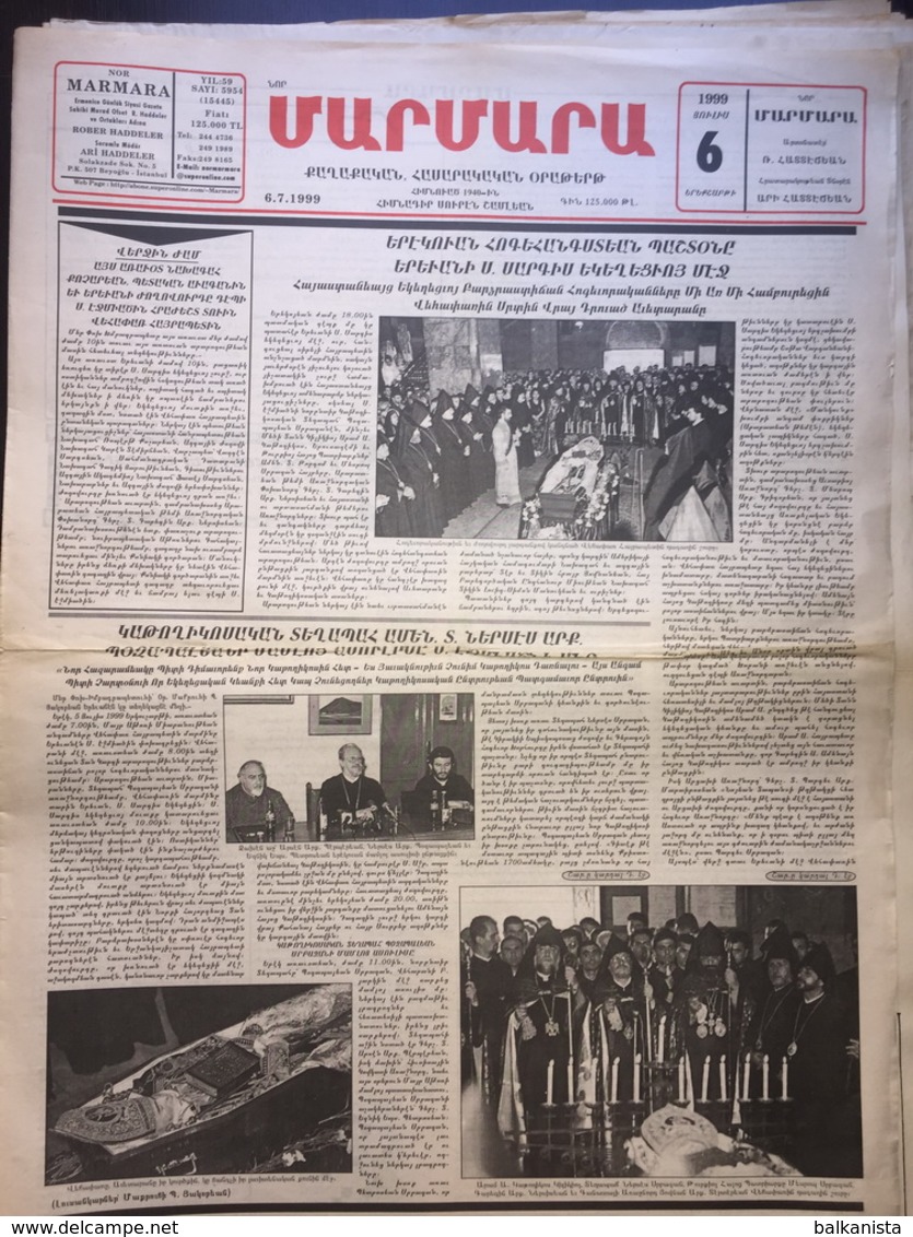 Nor Marmara 6 July 1999 [Armenian Newspaper; Istanbul; Turkey] - Andere & Zonder Classificatie