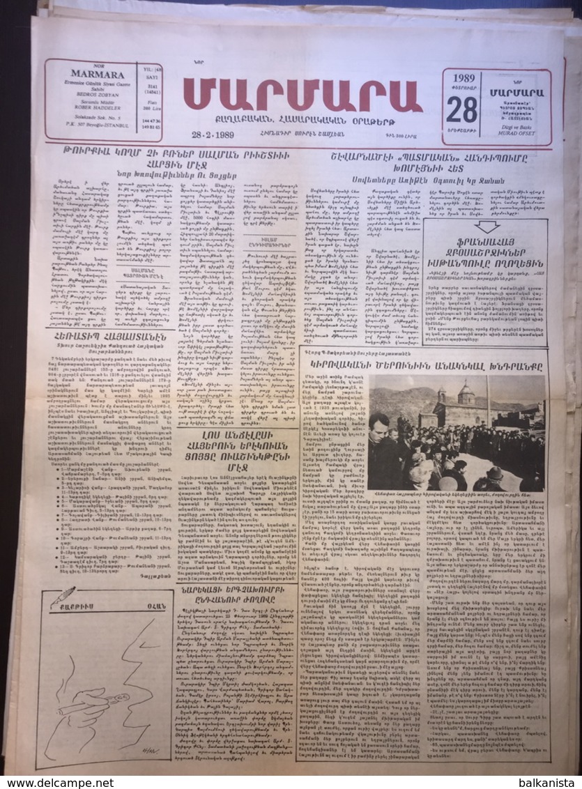 Nor Marmara 28 February 1989 [Armenian Newspaper; Istanbul; Turkey] - Andere & Zonder Classificatie