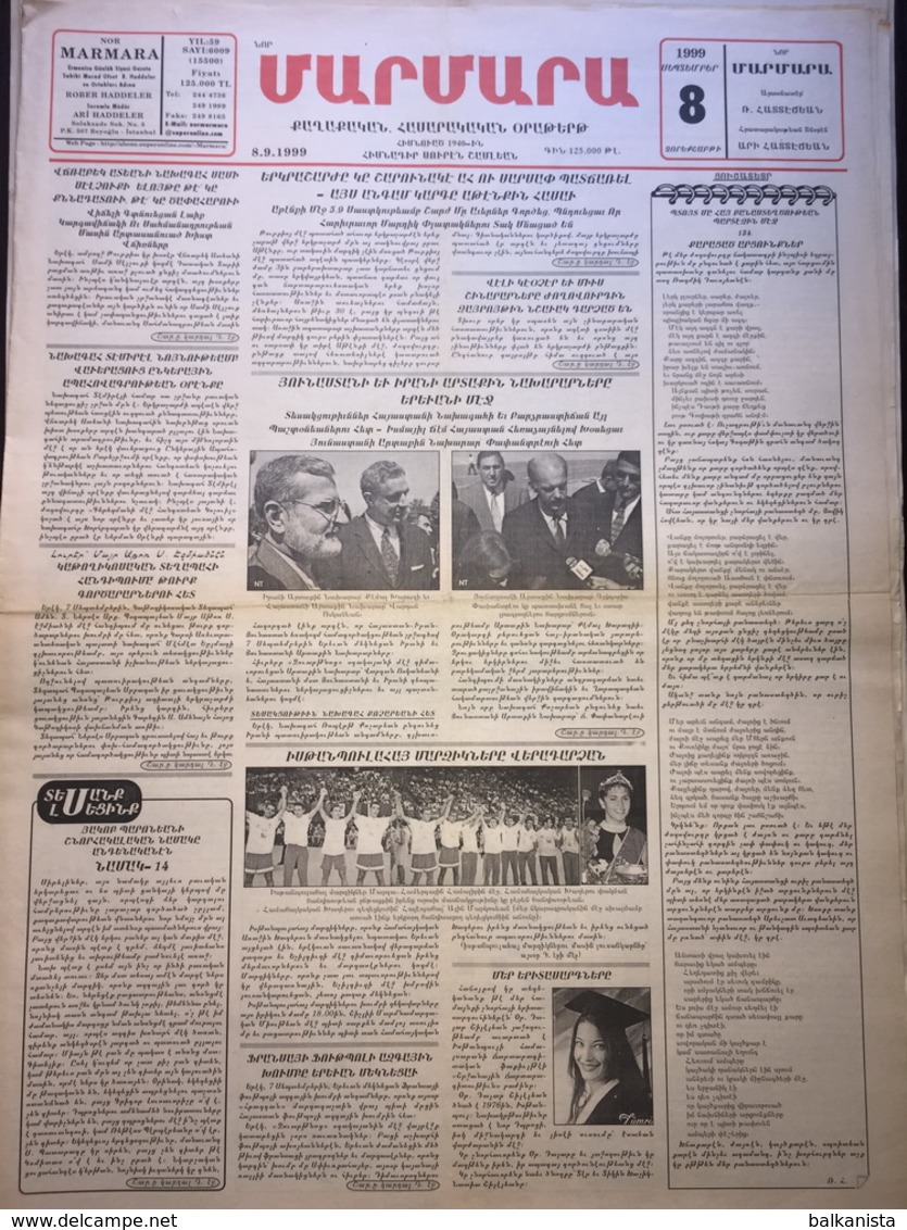 Nor Marmara 8 September 1999 [Armenian Newspaper; Istanbul; Turkey] - Otros & Sin Clasificación