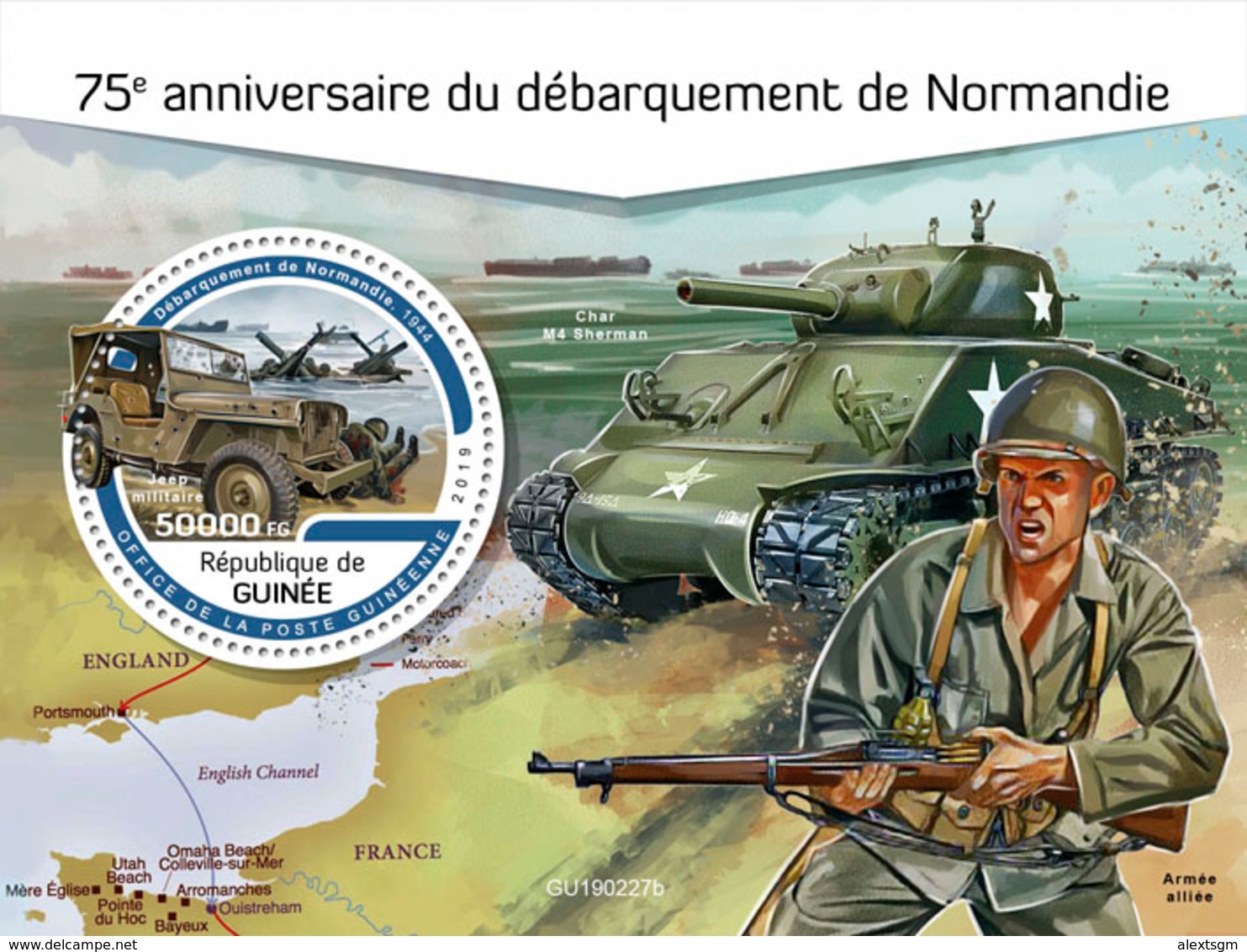 GUINEA 2019 - World War 2: Normandy S/S. Official Issue - WW2 (II Guerra Mundial)