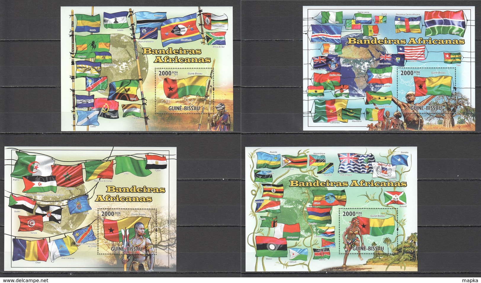 BC766 2010 GUINE GUINEA-BISSAU AFRICAN FLAGS 4BL MNH - Sonstige & Ohne Zuordnung