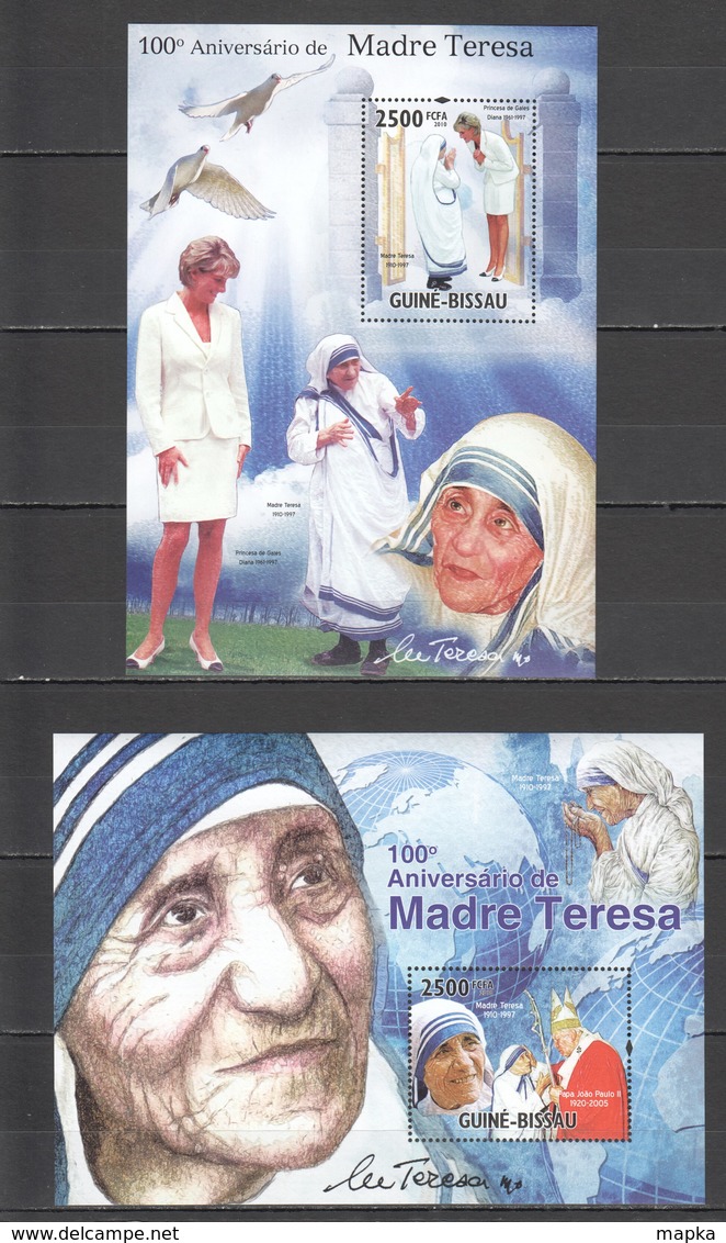 BC771 2010 GUINE GUINEA-BISSAU FAMOUS PEOPLE MOTHER TERESA 2BL MNH - Madre Teresa