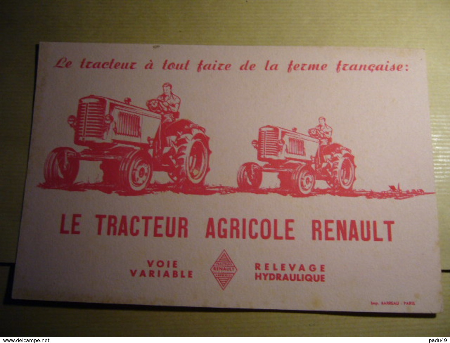 1 Buvard TRACTEUR RENAULT - Landbouw