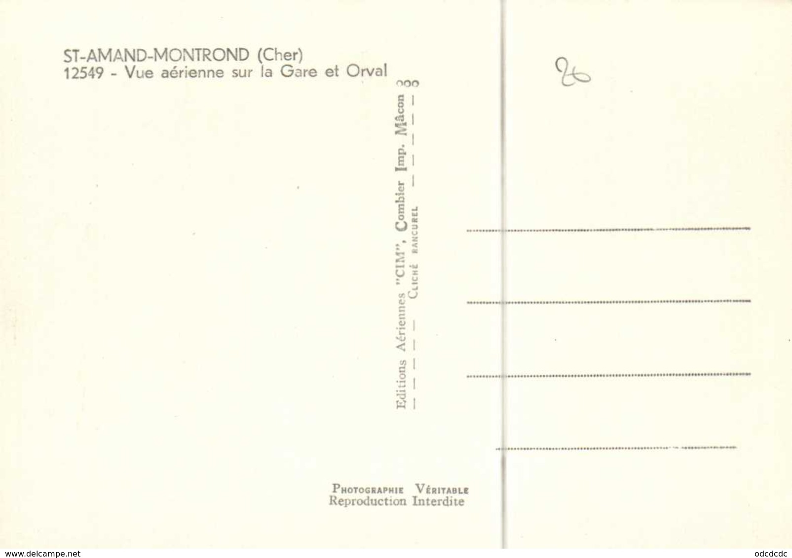 CPSM Grand Format ST AMAND MONTROND (Cher )  Vue Aerienne Sur La Gare Et Orval  RV  Combier - Saint-Amand-Montrond