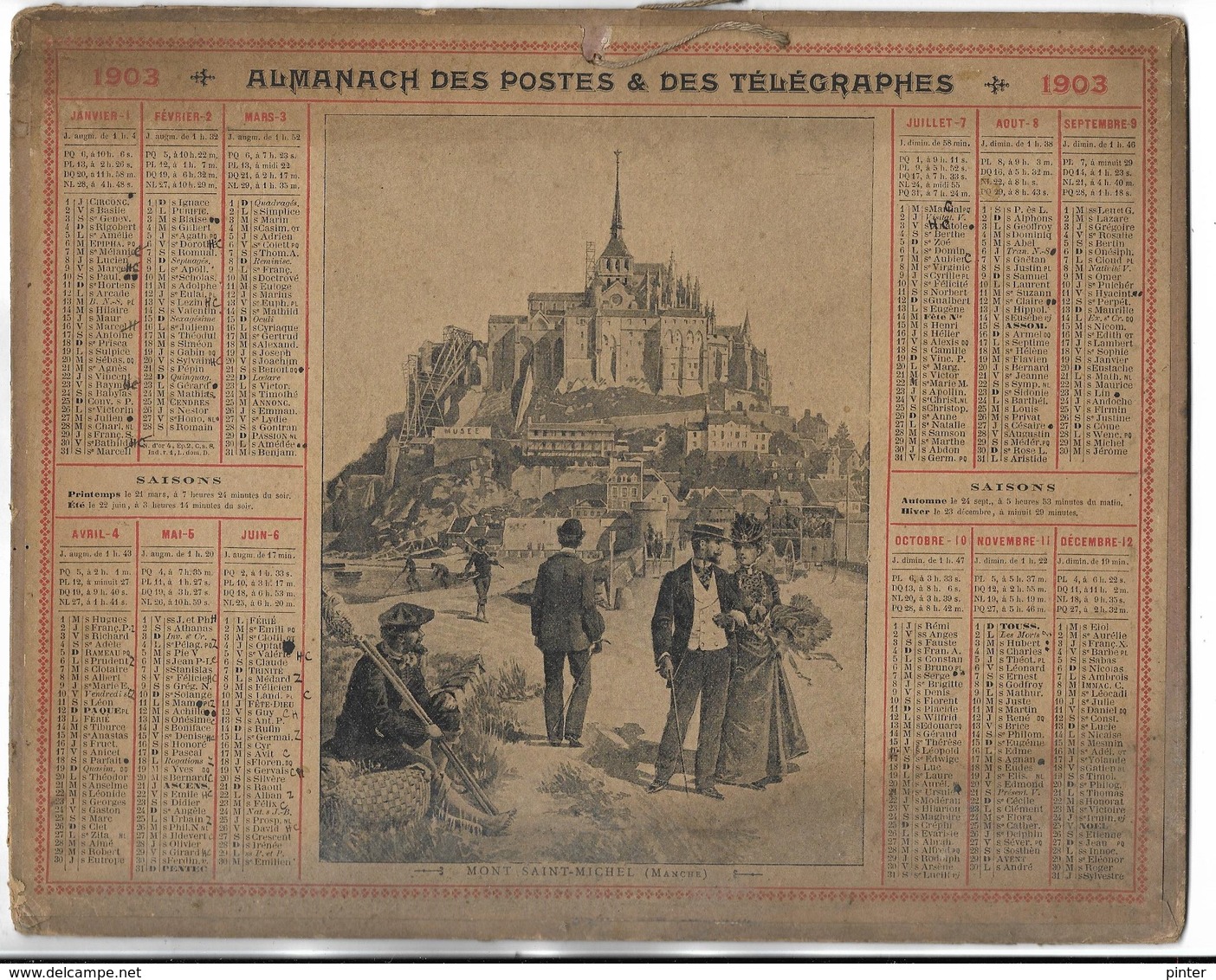 CALENDRIER De 1903 - Format 26.5 X 21 Cm - 3 Feuillets Au Verso De La Gironde - Big : 1901-20