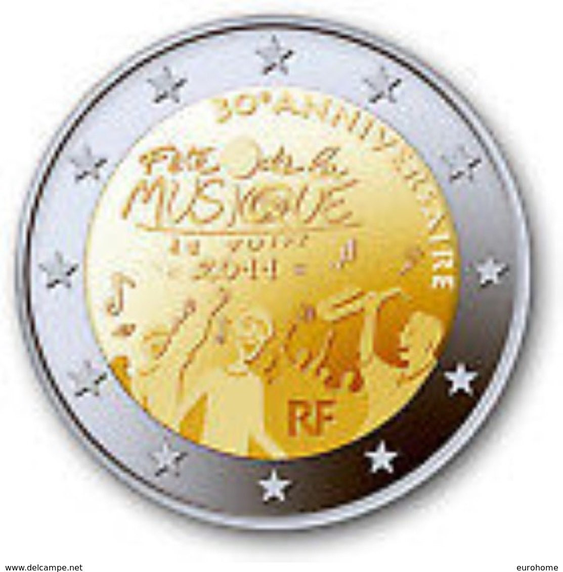 Frankrijk  2011    2 Euro Commemo  Muziekfestival    UNC Uit De Rol  UNC Du Rouleaux  !! - France